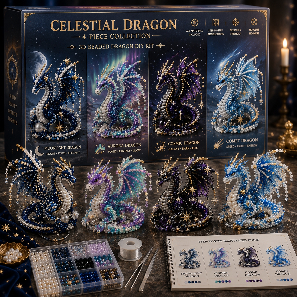 Legendary Guardians 4-Piece 3D Beaded DIY Kit Collection