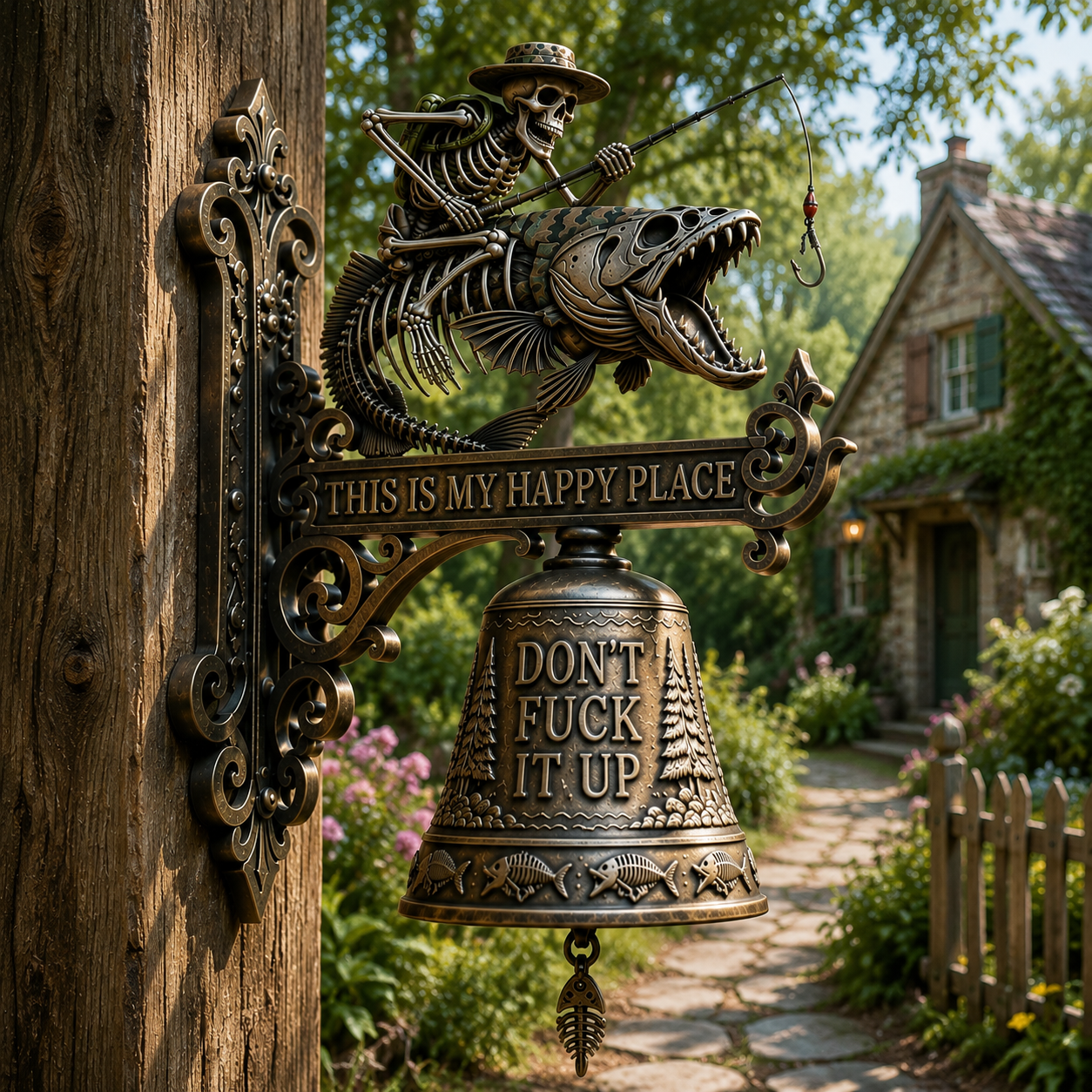 Bigfoot Funny Wall Bell – Rustic Sasquatch Doorbell Decor