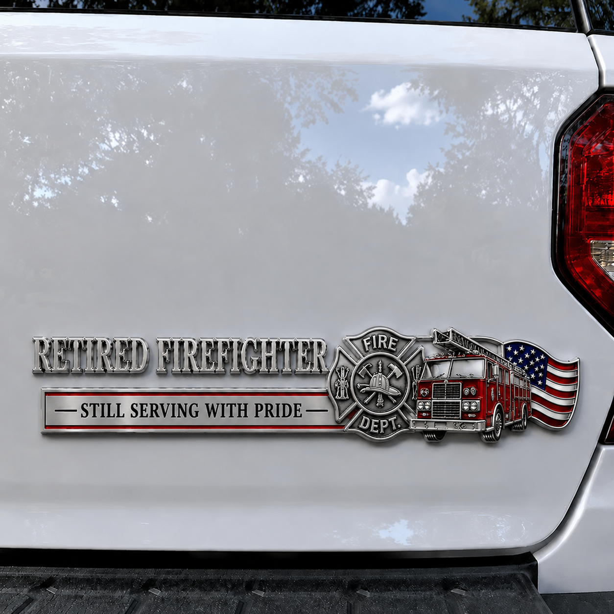 Retired Firefighter Pride Badge Decal – ‘Still Serving With Pride’ Truck & Car Emblem