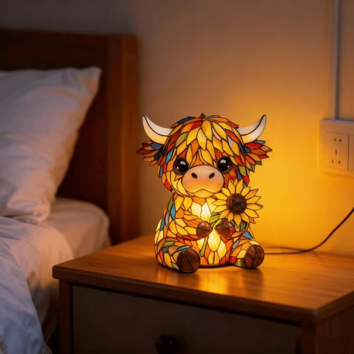 🌻Mother's Day Sale 49% OFF- 🐮Highland Cow Sunflower Lamp – Warm Glow Meets Whimsical Charm✨