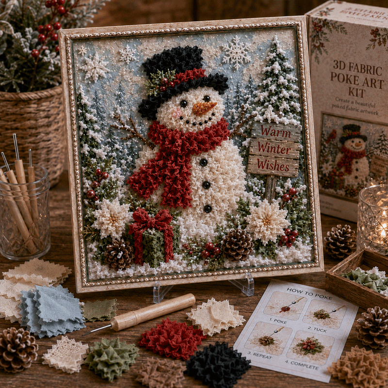 🎁 3D Christmas Fabric Poke Art Kit