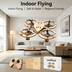 🔥Top Gift 2026 🎁 DIY Wooden Drone Assembly Kit, 2.4GHz RC Quadcopter with 360° Flip, Emergency Stop & Beginner Friendly Controls, STEM Building Toy for Teens & Adults