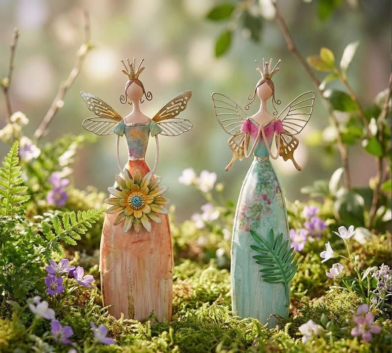 Whimsical Fairy Garden Statue – Hand-Painted Angel Figurine for Home & Patio Decor