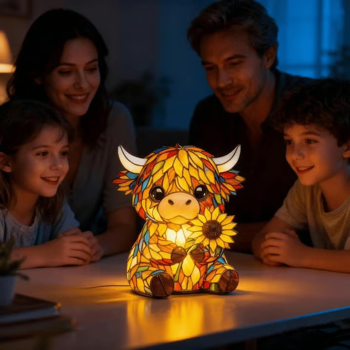🌻Mother's Day Sale 49% OFF- 🐮Highland Cow Sunflower Lamp – Warm Glow Meets Whimsical Charm✨