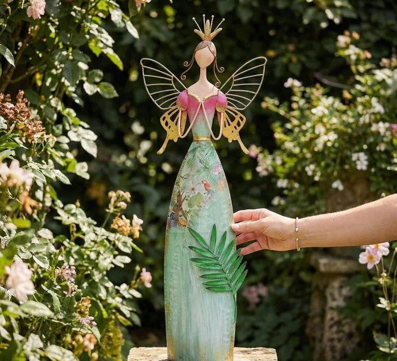 Whimsical Fairy Garden Statue – Hand-Painted Angel Figurine for Home & Patio Decor