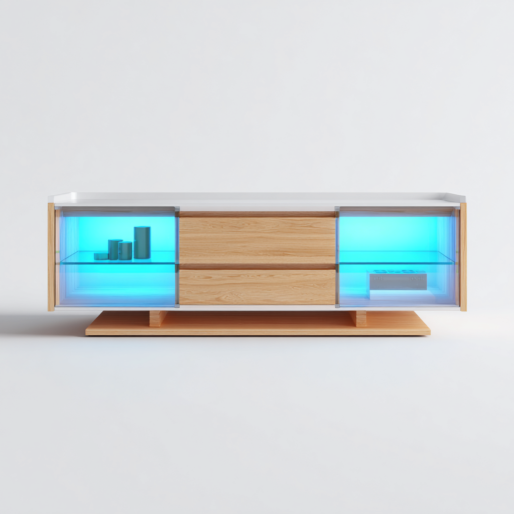 Fernseh Lowboard Massivholz 150x40x50 cm - Braun - Für Wohnzimmer - Modernes LED-Design-Denmyden