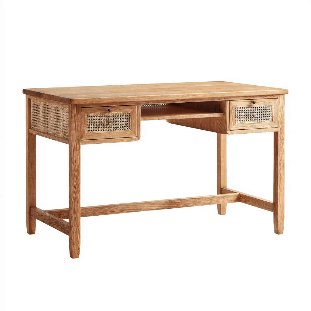 Schreibtisch Holz 130x58x75 cm - Natur - Modernes Design - geeignet für Arbeitszimmer-Denmyden