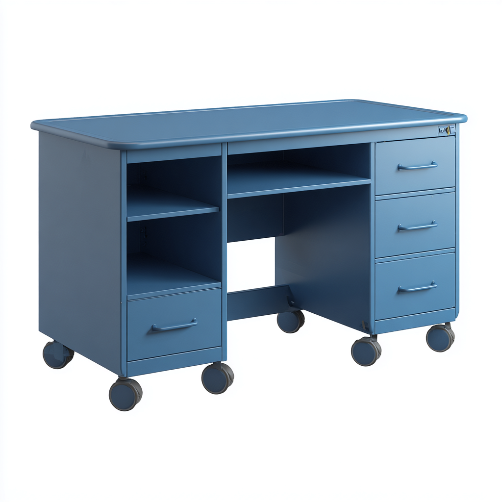 Schreibtisch Metall 120x60x75 cm - Blau - Modernes Design - geeignet für Arbeitszimmer-Denmyden