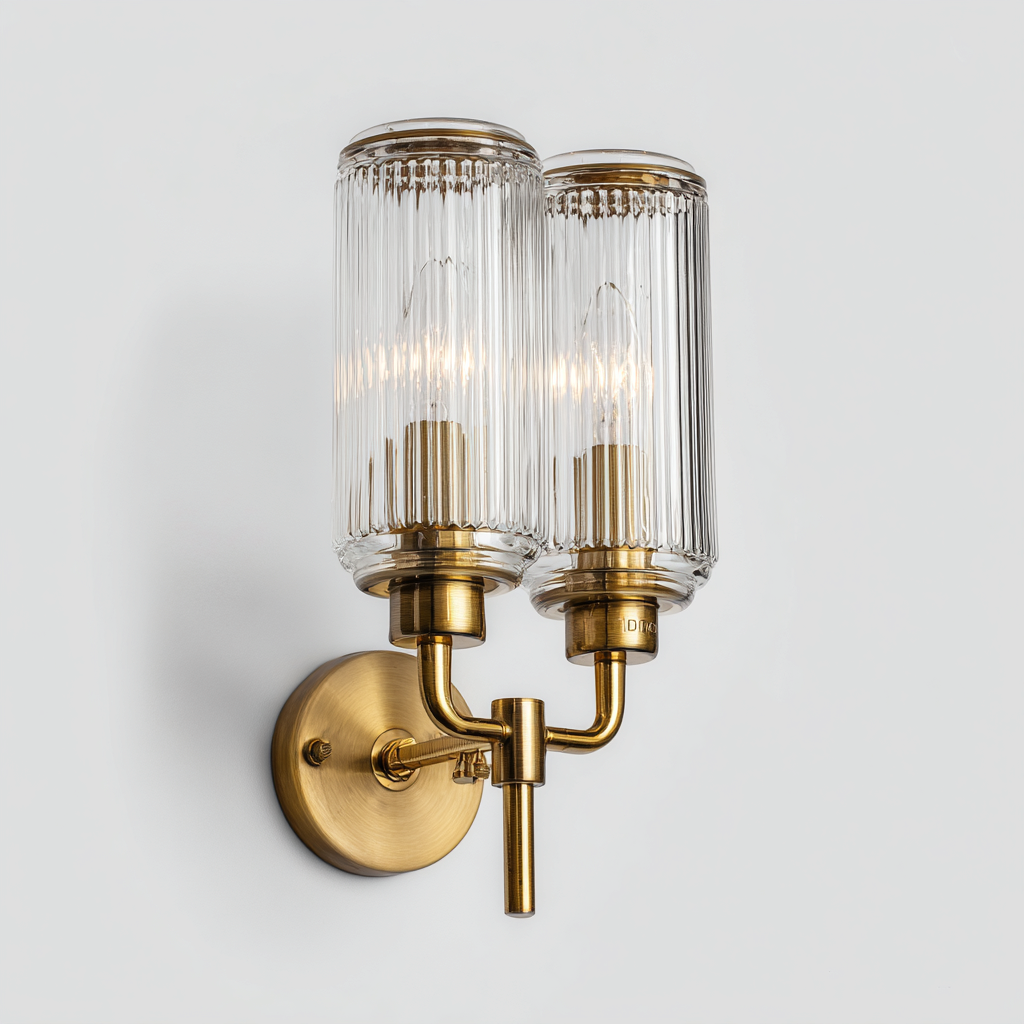 Wandleuchte Metall und Glas 24x12x27 cm - gold - transparent - geeignet für Wohnzimmer - modernes Design-Denmyden