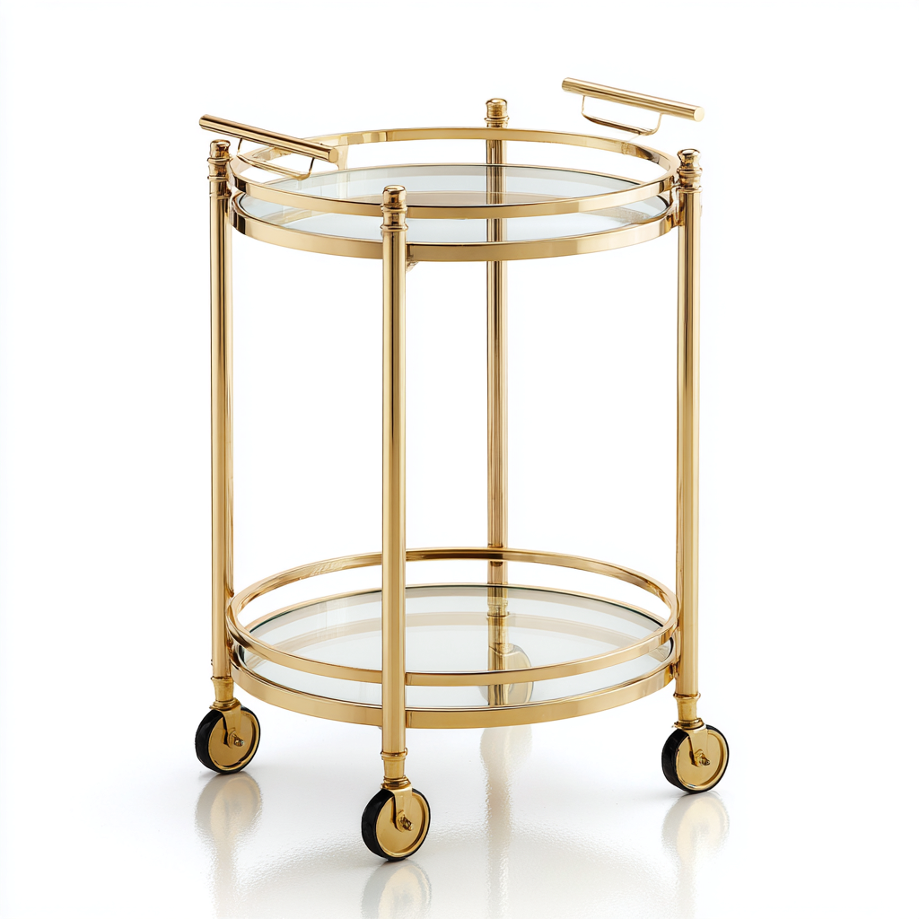 Küchenwagen Metall - Glas 55x45x80 cm Gold für Küche - mobil - elegantes Design-Denmyden