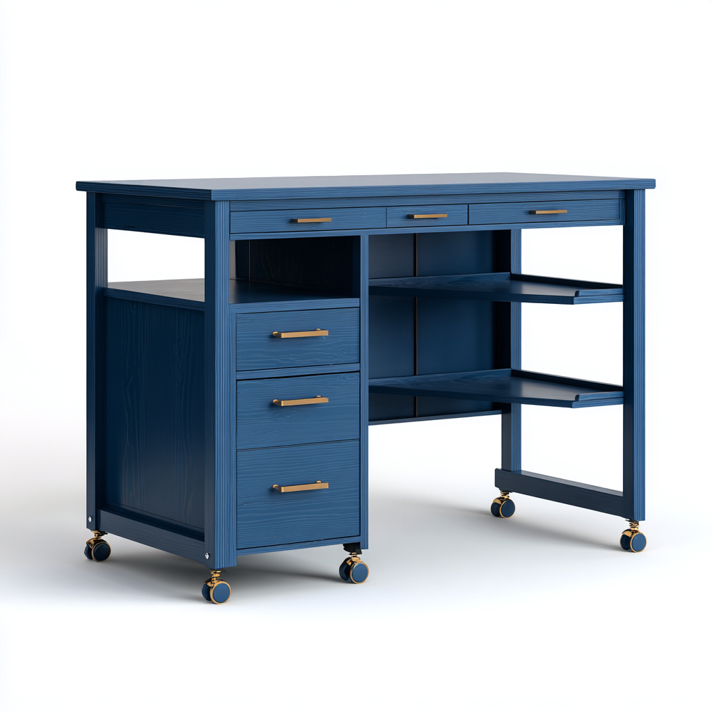 Schreibtisch Holz 130x60x75 cm - Blau - Modernes Design - geeignet für Arbeitszimmer-Denmyden