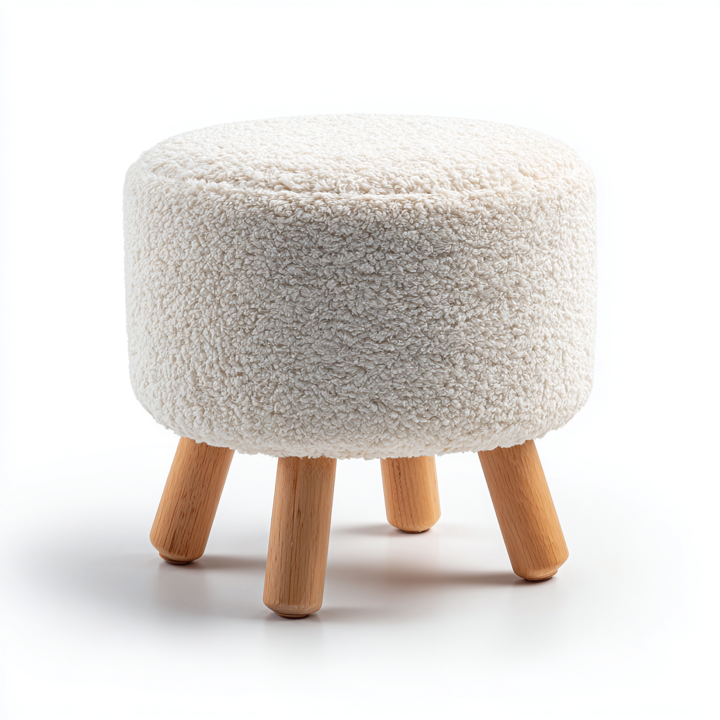 Fußhocker Stoff 35x35x40 cm - weiß - holz - für Wohnzimmer - modernes Design-Denmyden