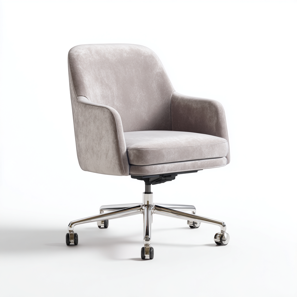 Bürostuhl Samt - Metall 67x63x89 cm - hellgrau - modernes Design - für Büro geeignet-Denmyden