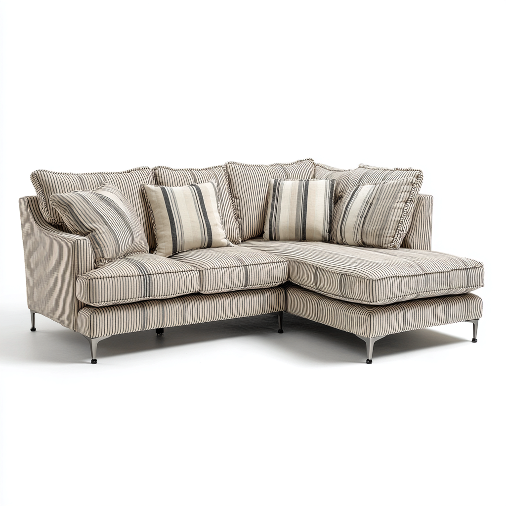 Ecksofa Stoff 260x165x90 cm - beige gestreift - geeignet für Wohnzimmer - modernes Design-Denmyden