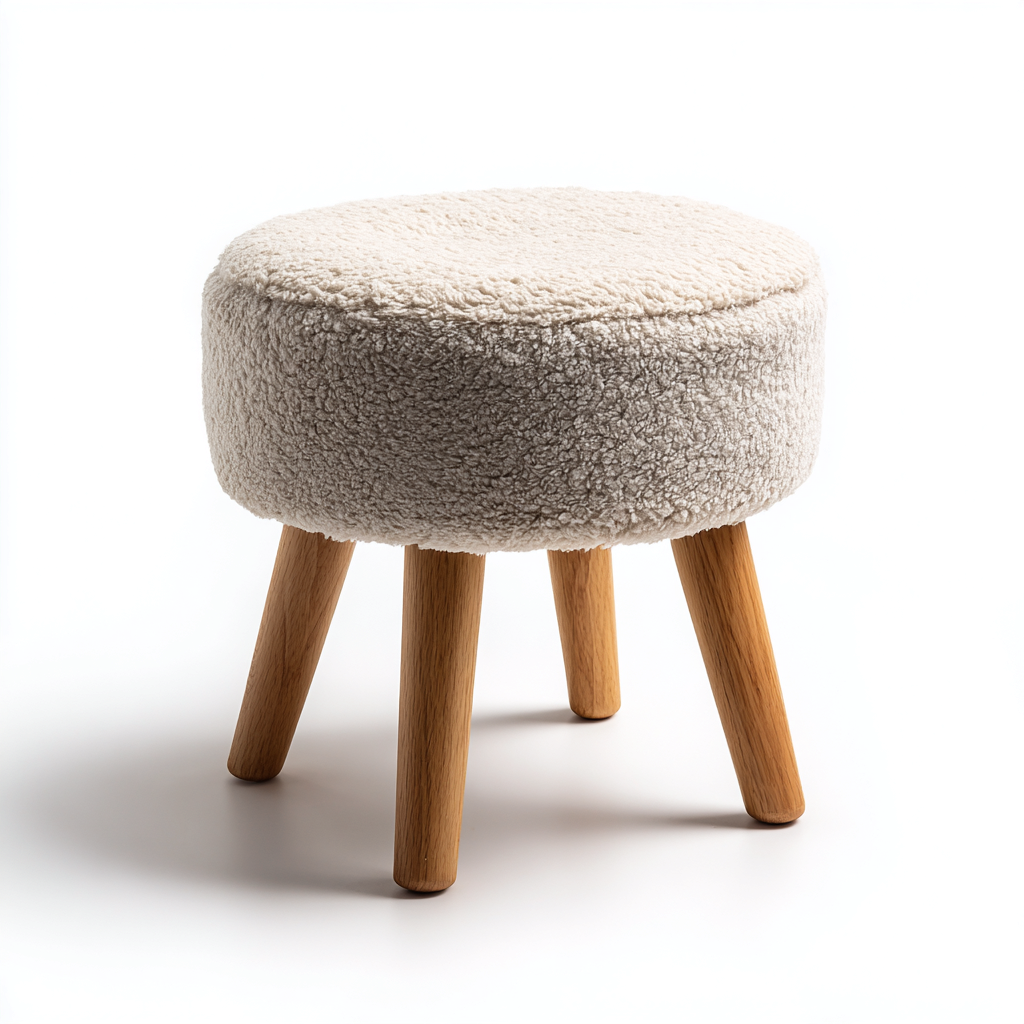 Fußhocker Stoff Holz 32x32x40 cm - creme - geeignet für Wohnzimmer - modernes Design-Denmyden
