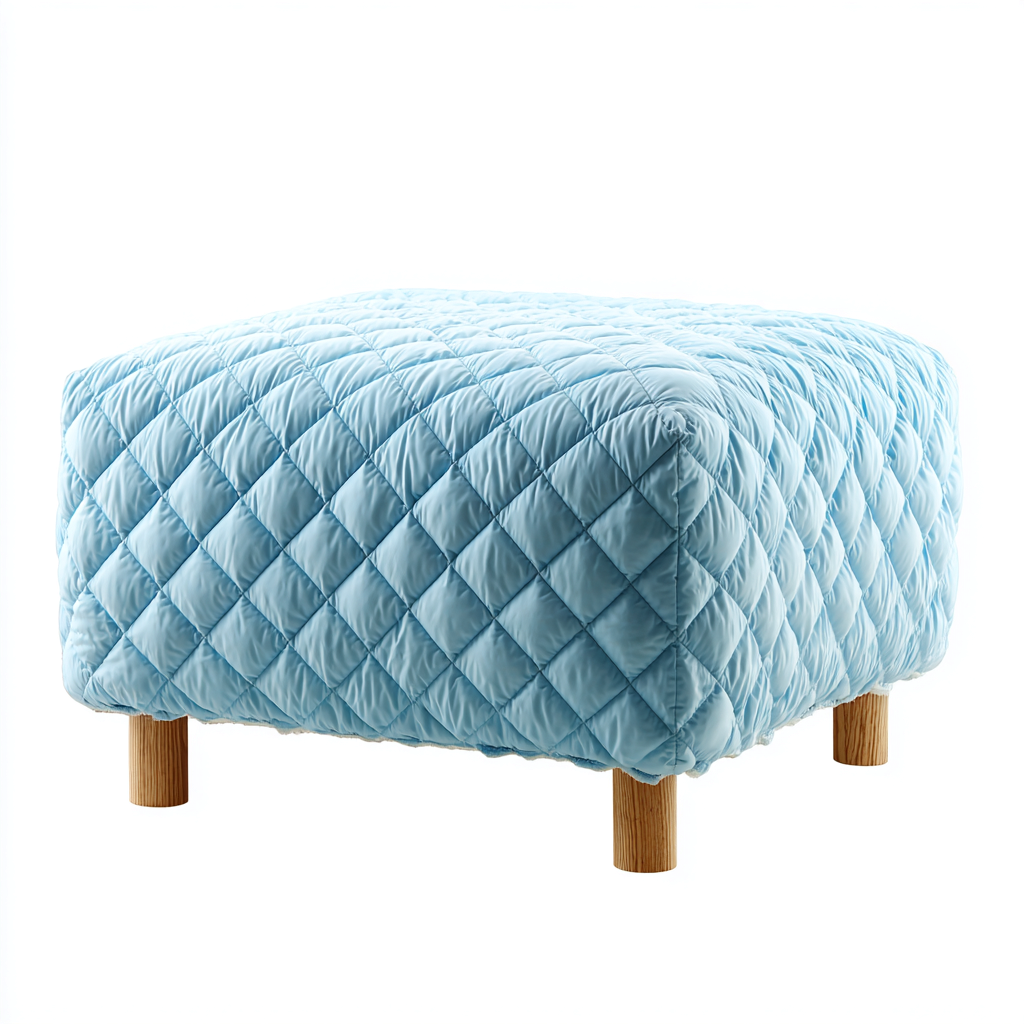 Fußhocker Stoff Holz 65x65x36 cm - hellblau - geeignet für Wohnzimmer - modernes Design-Denmyden