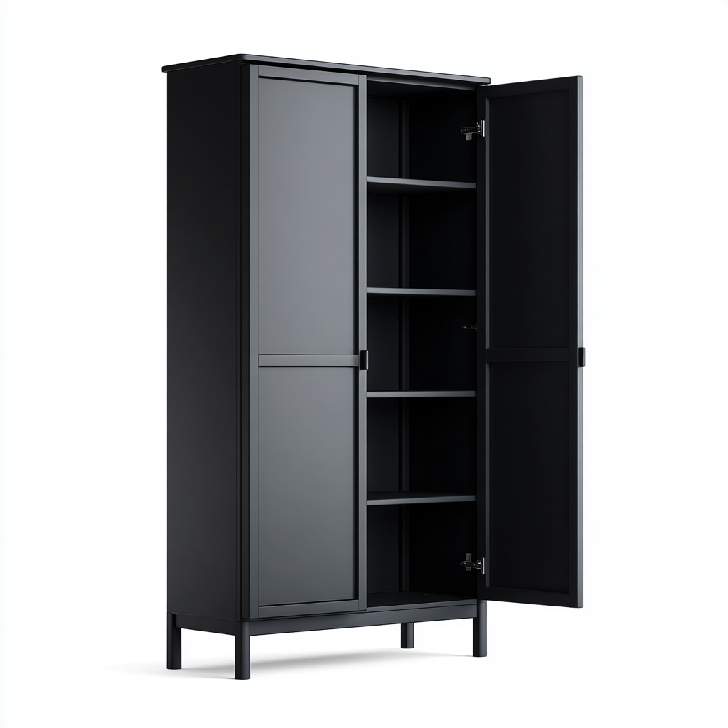 Küchenschrank Holz 85x40x185 cm - schwarz - modernes Design für Küche-Denmyden