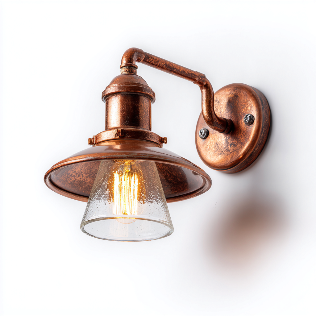 Wandleuchte Metall und Glas 20x18x25 cm - kupfer - transparent - geeignet für Wohnzimmer - industrielles Design-Denmyden