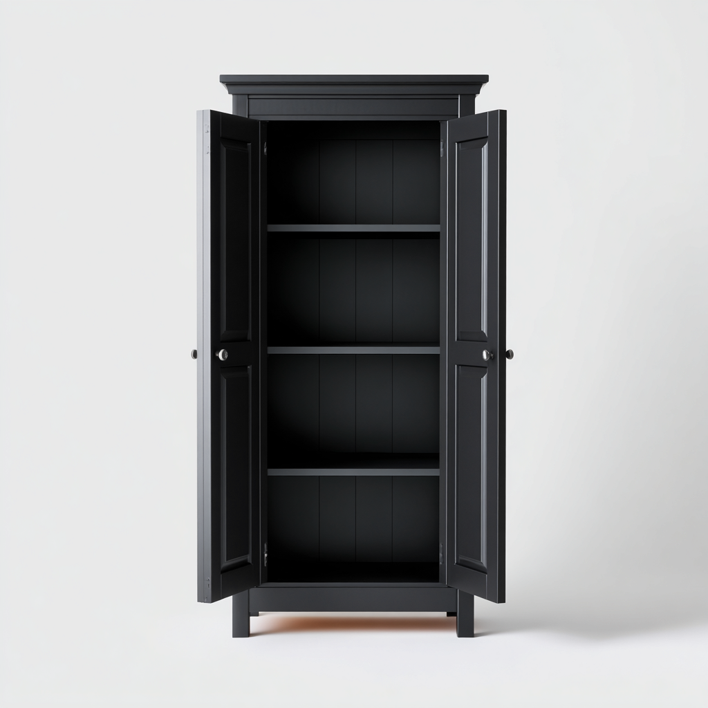 Küchenschrank Holz 80x45x180 cm - Schwarz - Klassisches Design - Für Küche geeignet-Denmyden