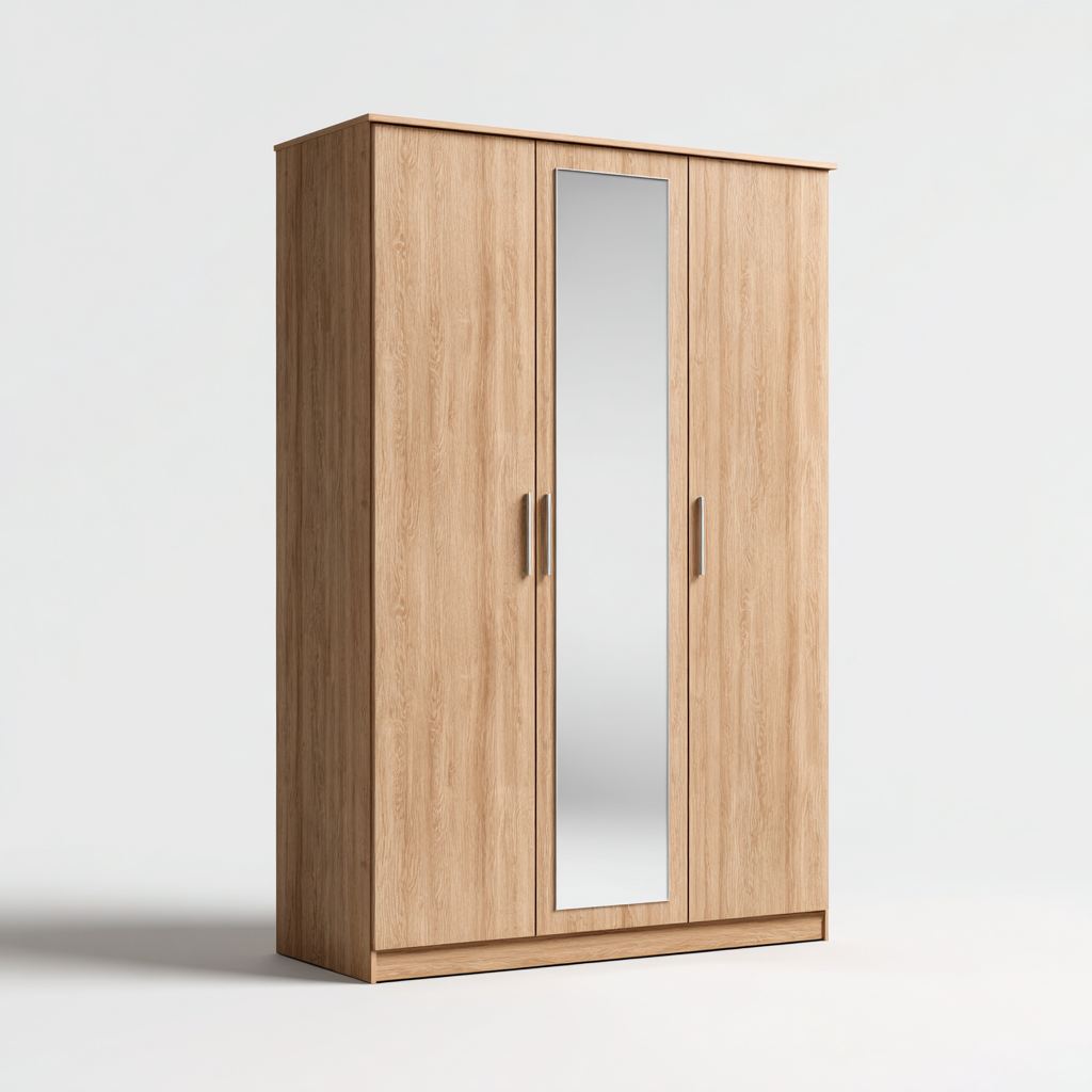 Armadio legno 120x55x200 cm - Marrone - Camera - Design moderno con specchio-Homiupbase