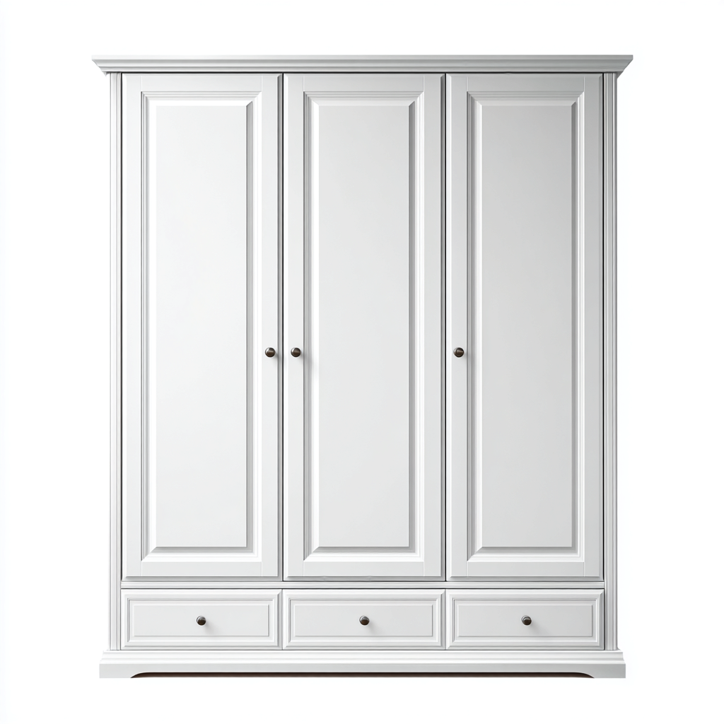 Armadio a tre ante in legno 160x55 cm - bianco - stile classico per camera da letto-Homiupbase