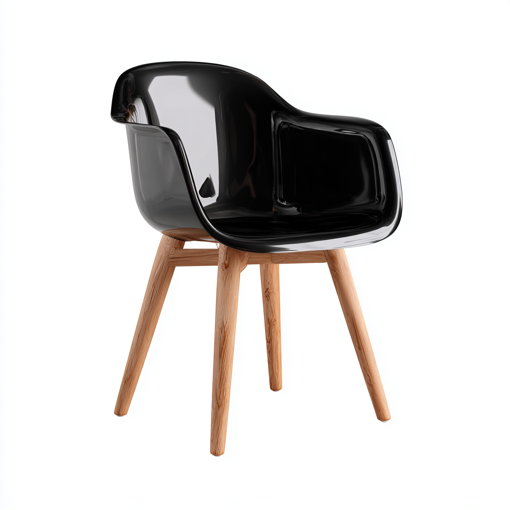 Chaise de salle à manger-plastique-bois-60x58x82 cm-noir-style moderne-Bamboogopad