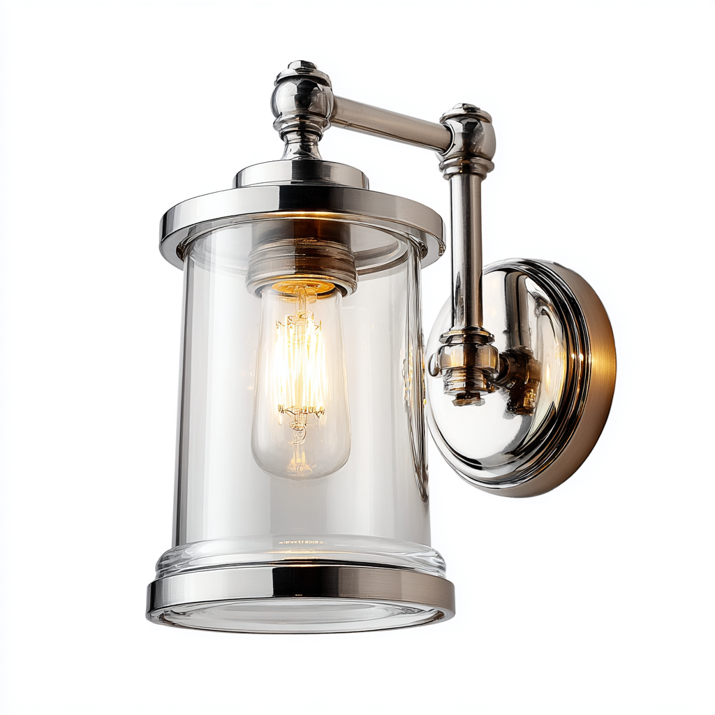 Applique murale métal-verre 24x12x18 cm - argent - adaptée à l'extérieur - style classique moderne-Bamboogopad