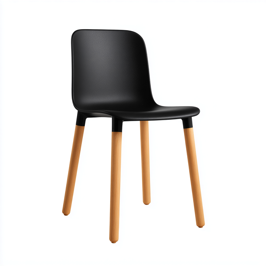 Chaise de salle à manger-plastique-bois-50x48x82 cm-noir-style moderne-Bamboogopad