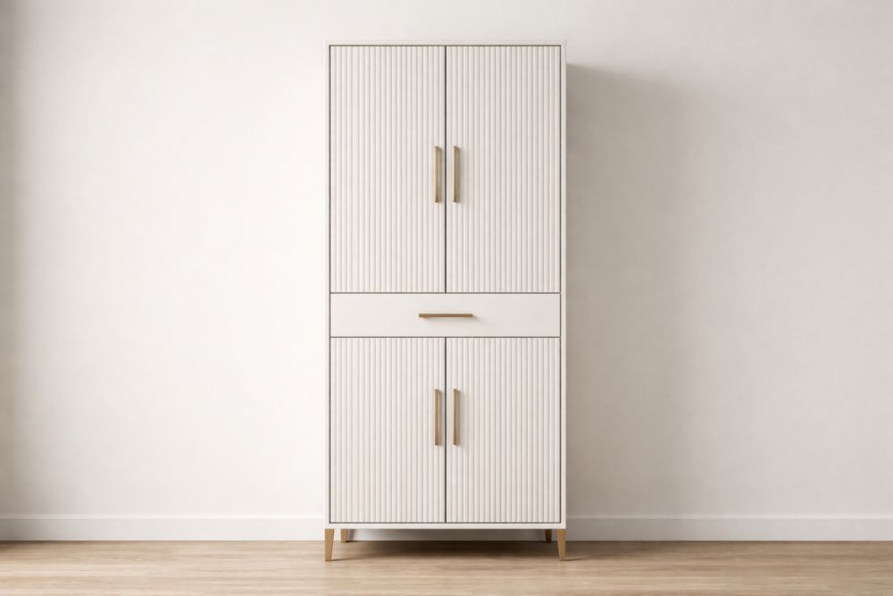 Armoire en bois avec portes et tiroir blanc