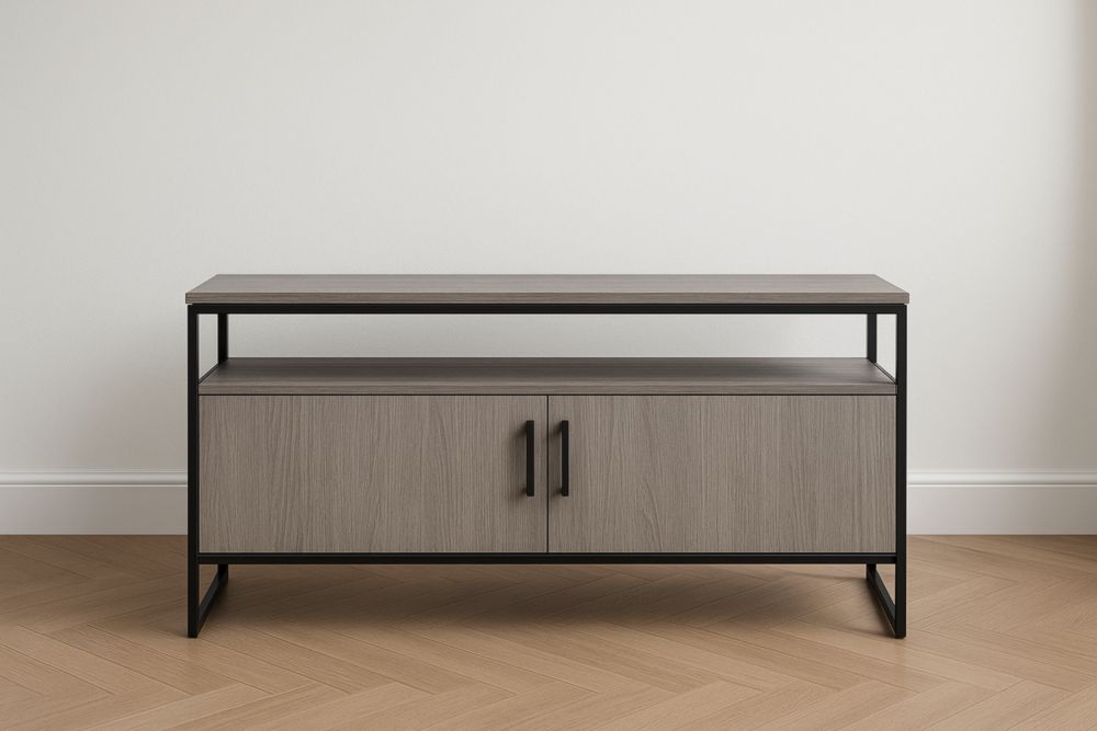 Meuble TV en bois et métal noir 120x40x55cm-Valenorawood