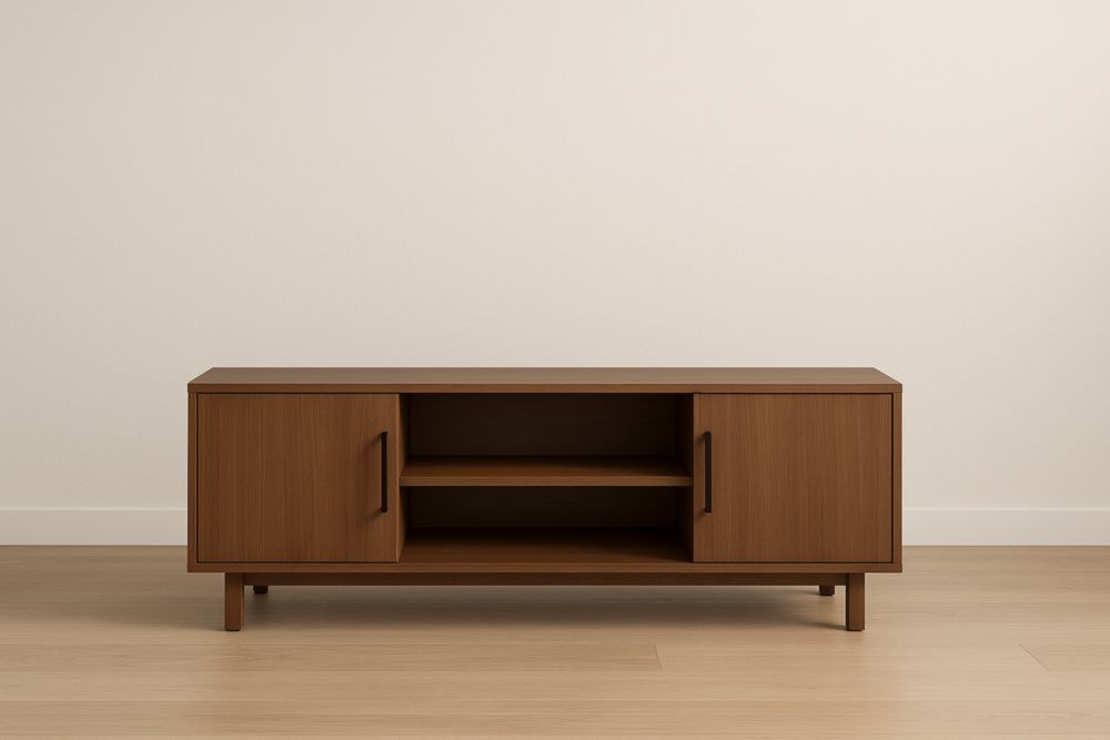 Meuble TV en bois mélaminé 2 portes 1 étagère 160x40x50 cm-Valenorawood