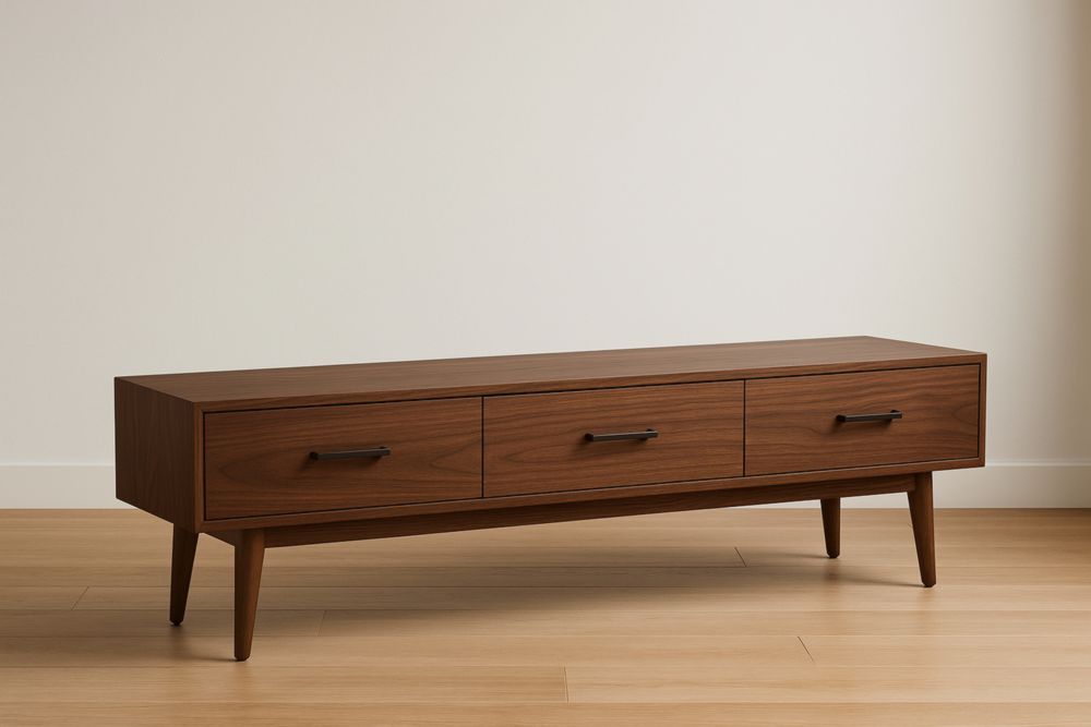 Meuble TV en bois avec trois tiroirs-Valenorawood