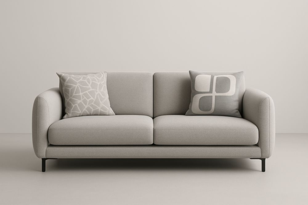 Canapé 2 places en tissu polyester gris avec coussins-Valenorawood