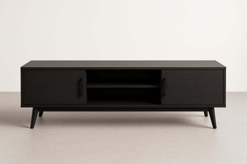 Meuble TV bois MDF noir 150x40x45 cm-Valenorawood