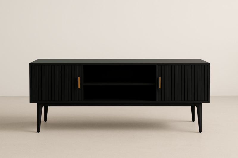 Meuble TV en bois et métal noir 120x40x50 cm-Valenorawood