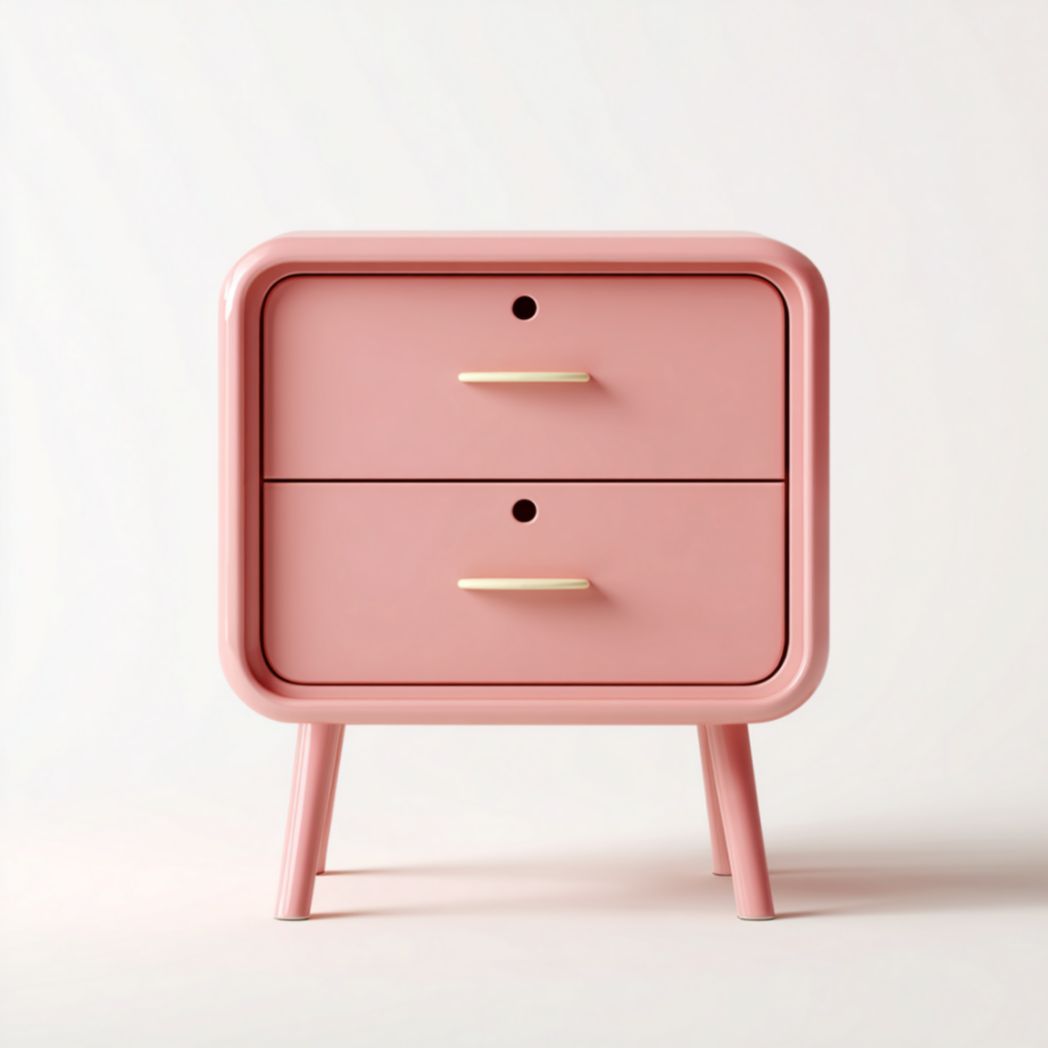 Table de Chevet à 2 Tiroirs en Acier et Aluminium - Rose-Oliverfurnitureft