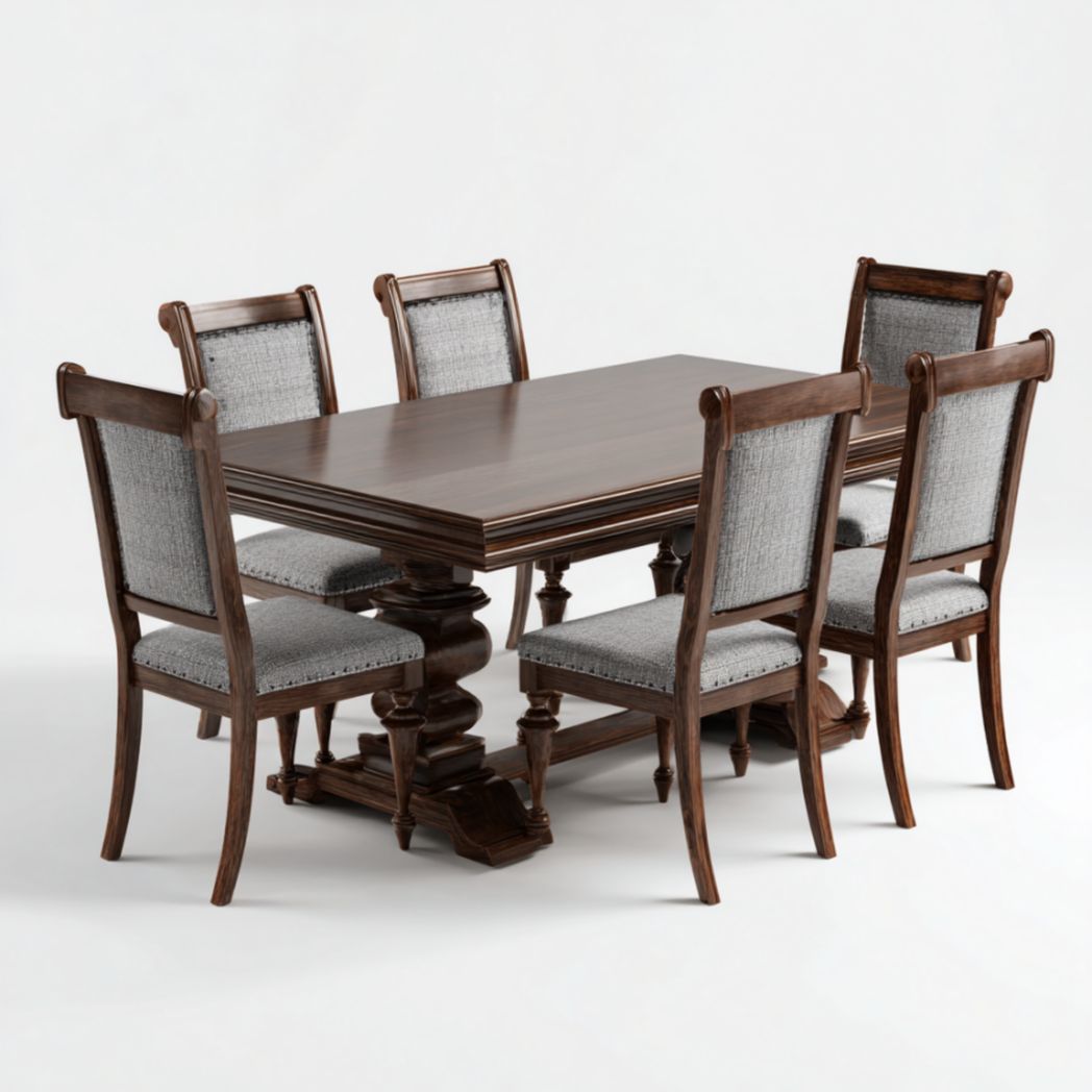 Table rectangulaire avec chaises – Plateau en bois et pieds en bois-Oliverfurnitureft