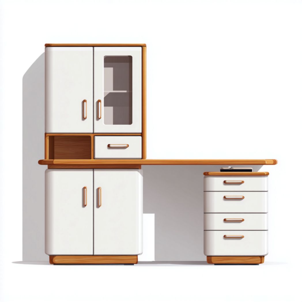 Bureau avec tiroirs et étagères-Oliverfurnitureft