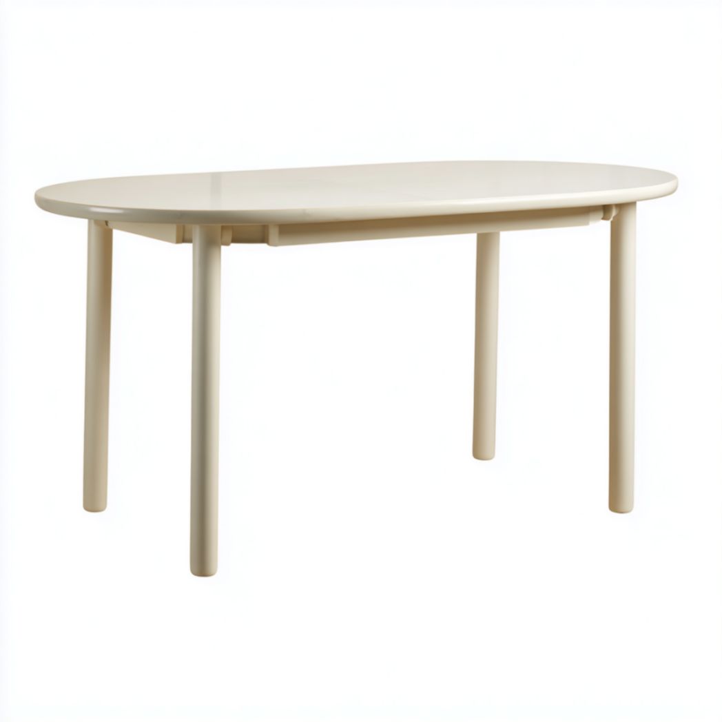 Table de Bureau Ovale en Bois de Hêtre et de Peuplier avec Pieds Cylindriques-Oliverfurnitureft