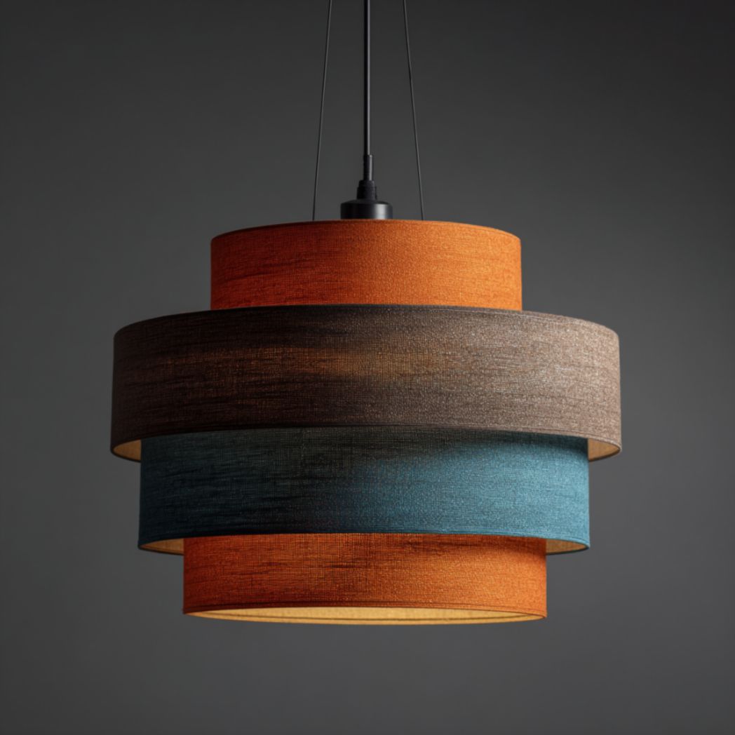 Suspension, design à plusieurs niveaux avec abat-jours en tissu-Fenixspecialft