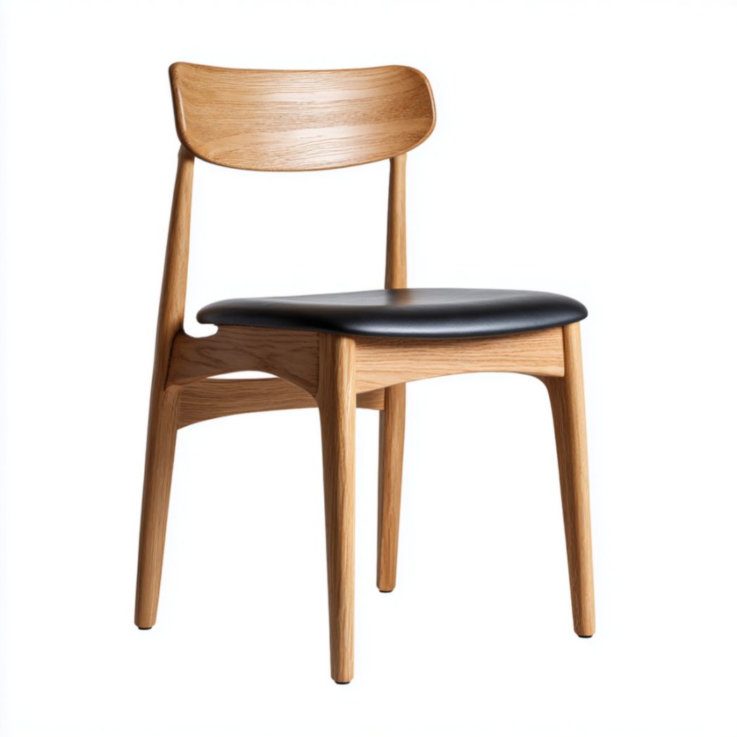 Chaise en bois avec assise en cuir – Design scandinave-Woodworkft