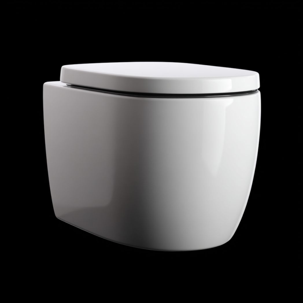 Cuvette de Toilette au Sol Carénée en Céramique Blanche avec Abattant Ultra-plat-Woodworkft