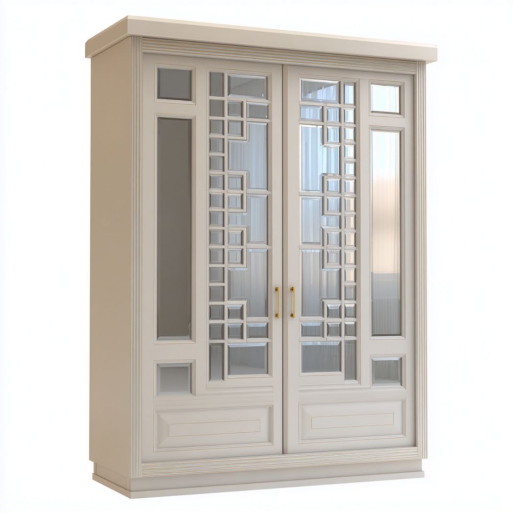 Armoire avec portes vitrées et motifs géométriques-Woodworkft