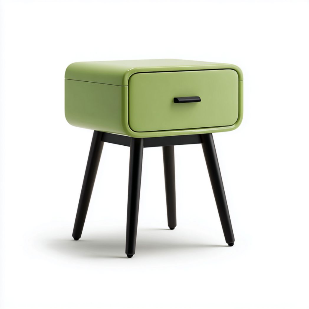 Table de Chevet à 1 Tiroir en Bois de Hêtre et Acier - Vert Lime-Artfurniturepn