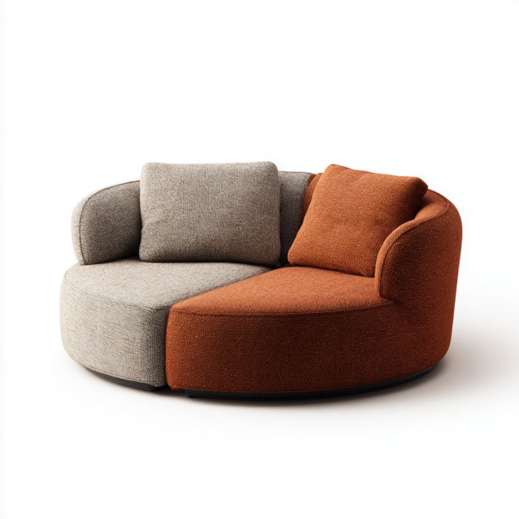 Canapé modulable bicolore – Tissu texturé, beige et orange-Artfurniturepn