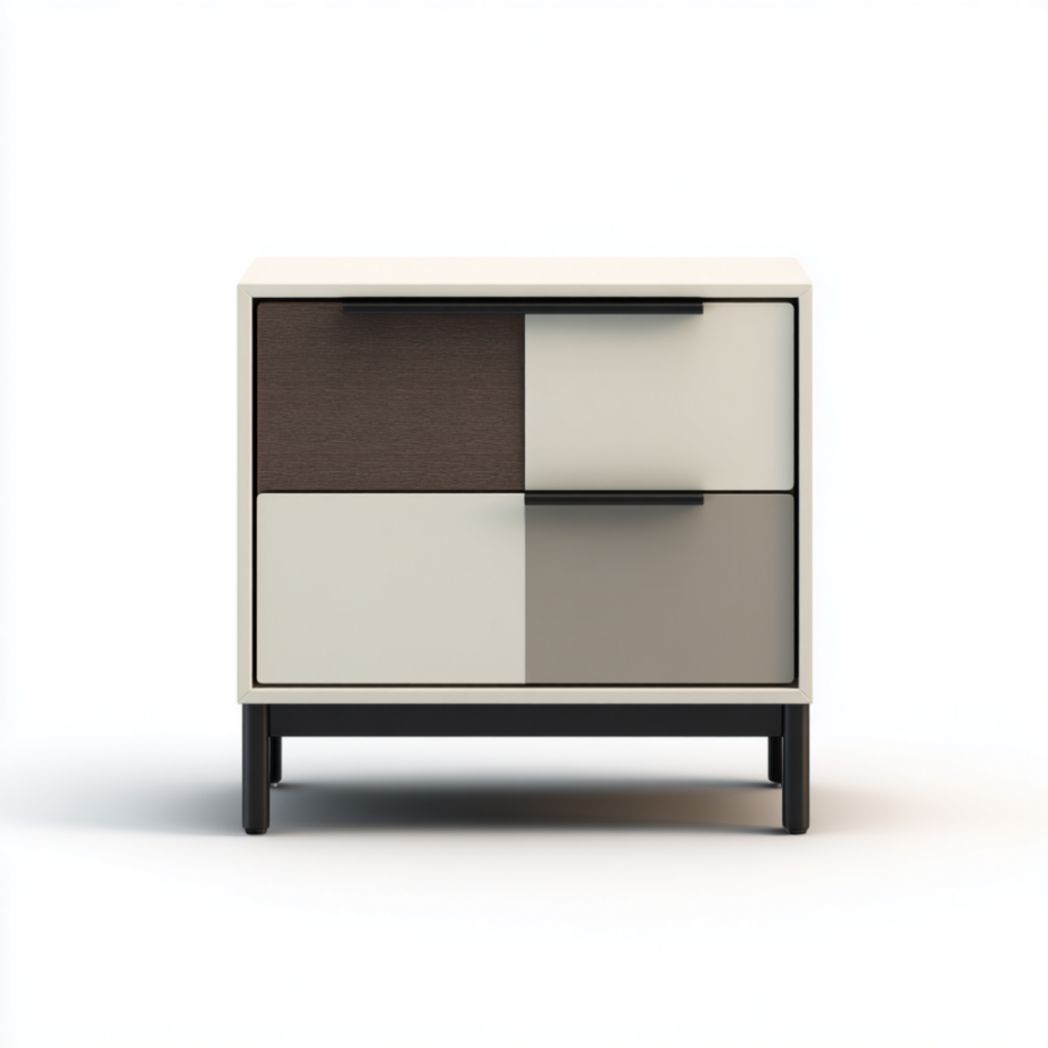 Commode de Chevet à 2 Tiroirs en Bois de Chêne et Acier - Multicolore-Thesandmanft