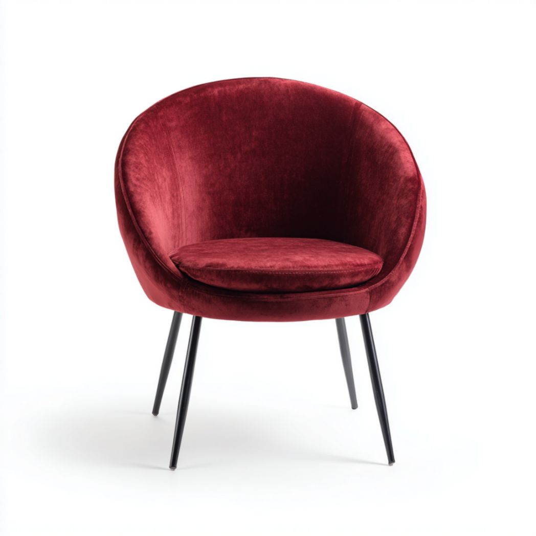 Chaise d'Appoint Arrondie en Tissu de Polyester et Pieds en Acier - Rouge-Burningtreesft