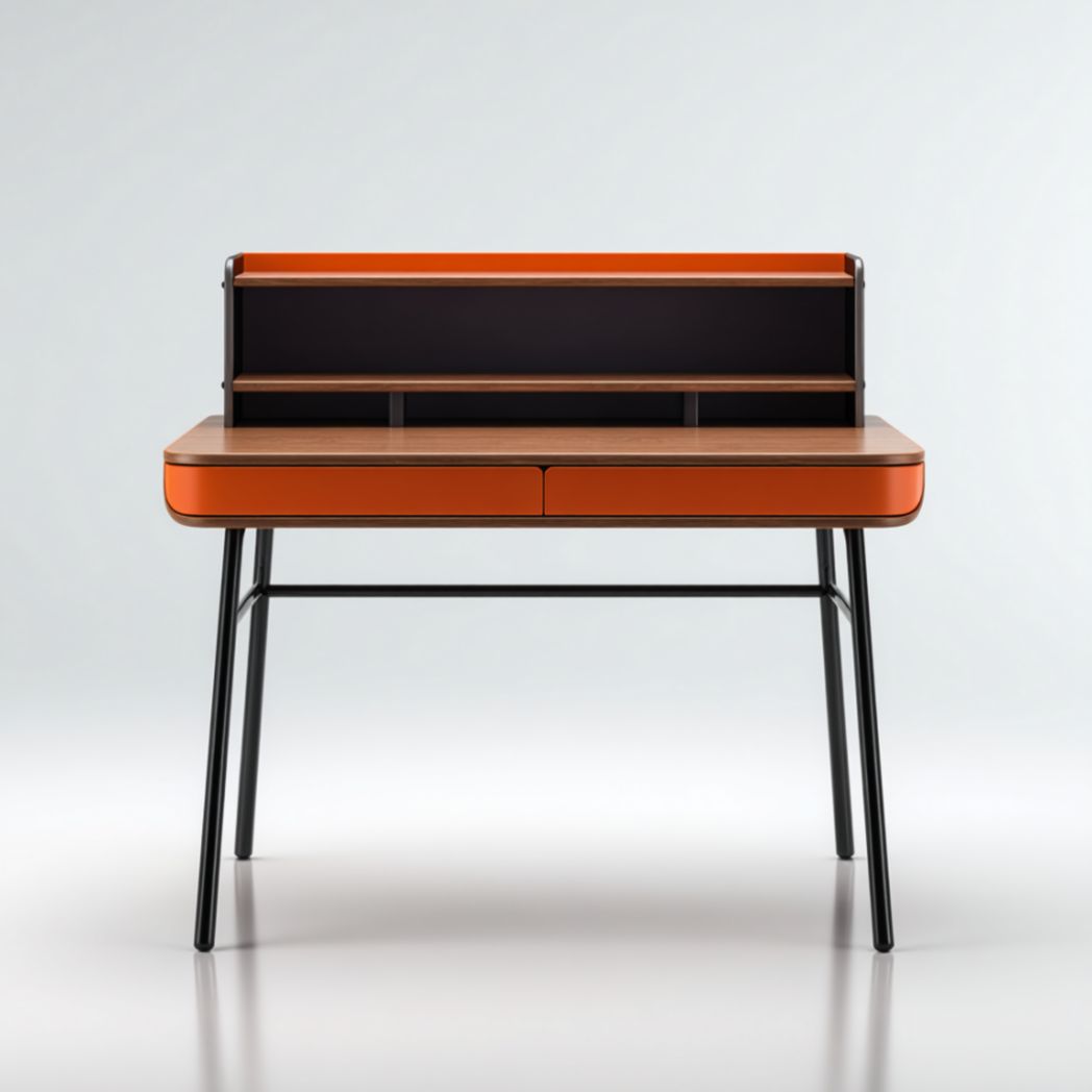 Bureau avec tiroirs en bois et métal-Burningtreesft