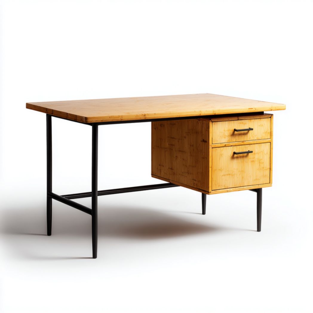 Bureau en bambou avec tiroirs-Burningtreesft