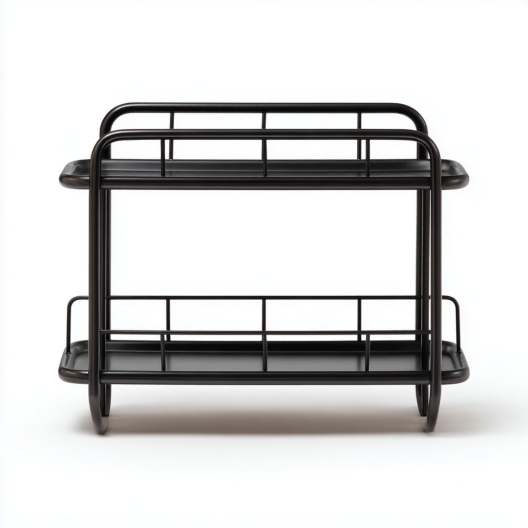 Étagère métallique noire avec 2 étagères-Burningtreesft